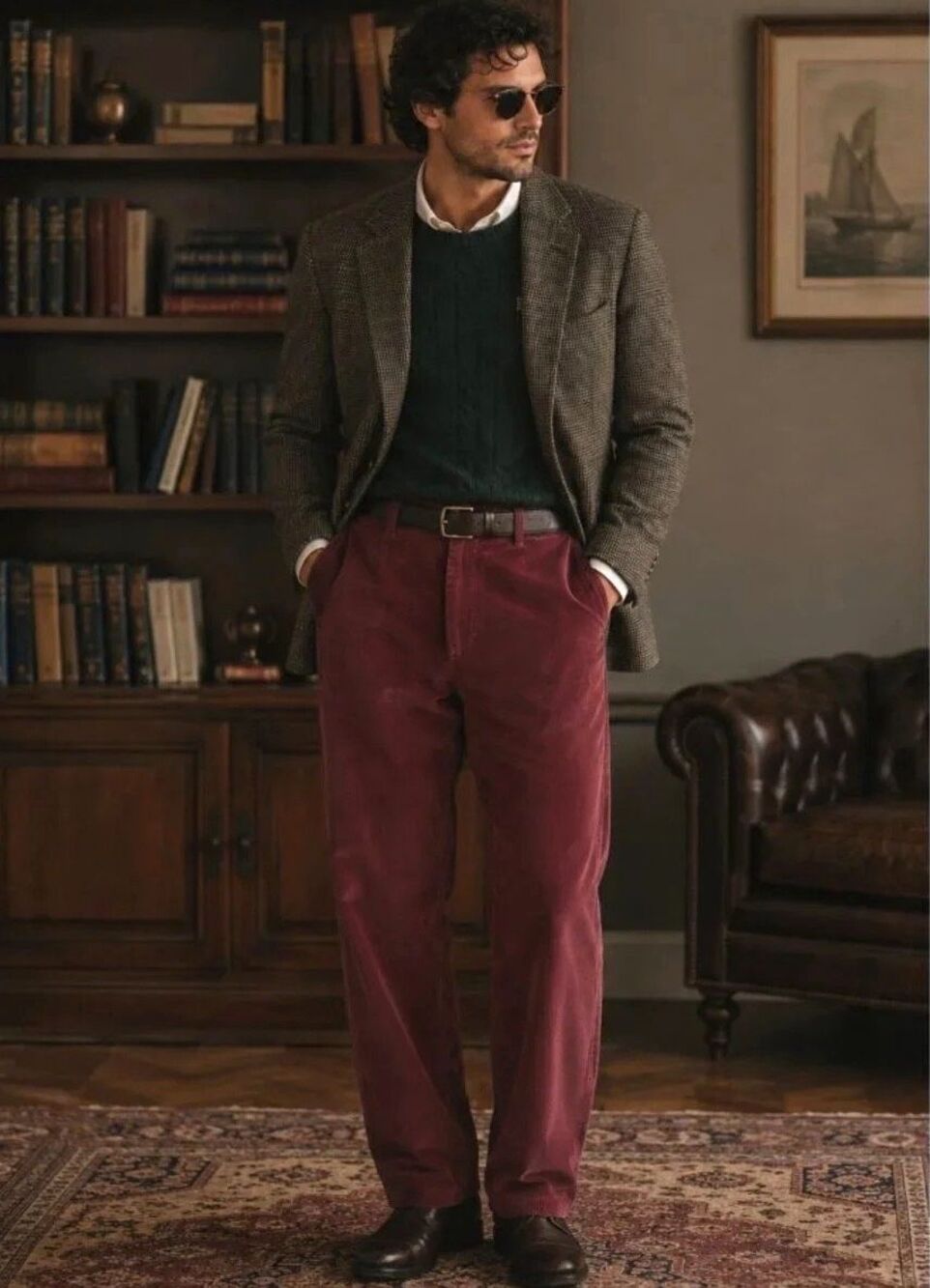 NWT Brooks Brothers Clark Fit Red Burgundy Flat Front Corduroy Pants Men 36x30